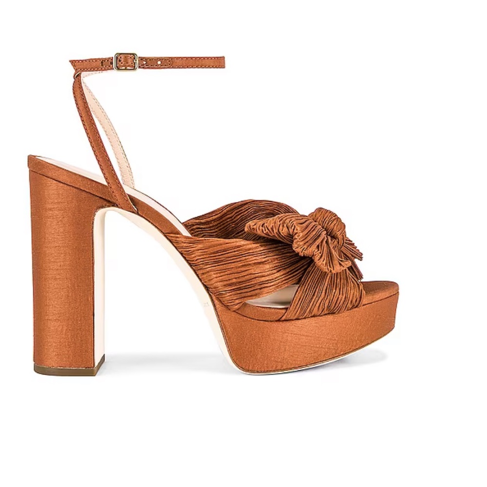Natalia Platform Sandal in Terracotta Shantung. Loeffler Randall, NWT